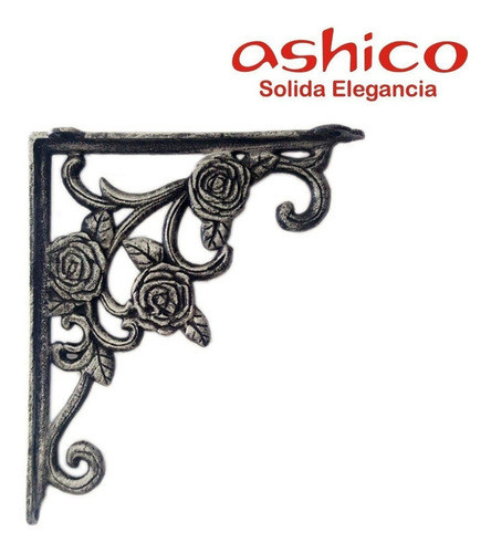 Mensula Ashico Floral Rustica Hierro Colonial Plata Vieja