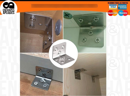 Imagen 3 de 4 de Escuadra Para Estantes Soportes Entrepaño Acero Inox 36x32mm
