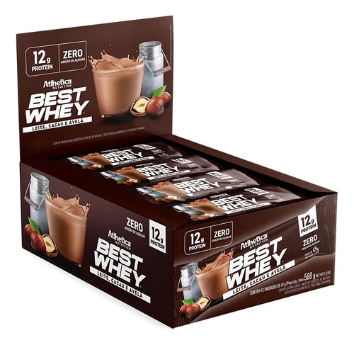 12 Barras Best Whey 12g Cacao Avellana- Atlhetica