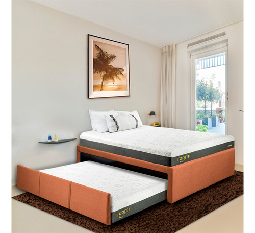 Pack 2 Colchones Individuales Roomi Smile + Bajo Cama Color Naranja Claro