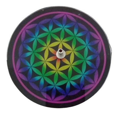 Incensário Porta Incenso Vidro Redondo Mandala Meditação