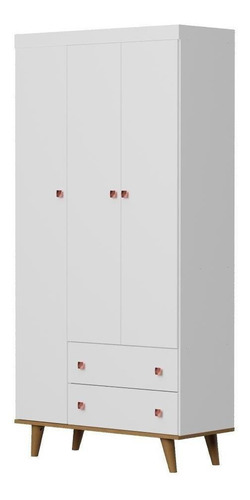 Imagem 3 de 6 de Quarto Bebê Retrô Camila Berço Guarda-roupa Cômoda Branco