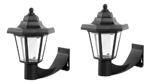 Pack X2 Farol Solar Hexagonal Exterior Pequeño Blanco Frio 