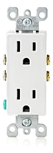 Módulo Leviton 5325 de doble enchufe, 127 V, estándar americano, color blanco