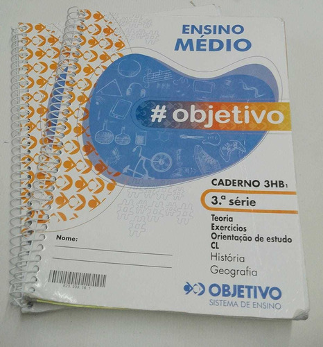 Kit 2 Cadernos Objetivo Ensino Médio 3a Serie Caderno 3hb1 E 3hb2 Teoria Exercícios Historia Geografia Biologia Inglês