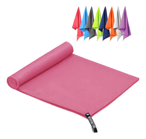Toalla Microfibra Natacion Deportiva Secado Rápido Portátil Color Rosa Rayas