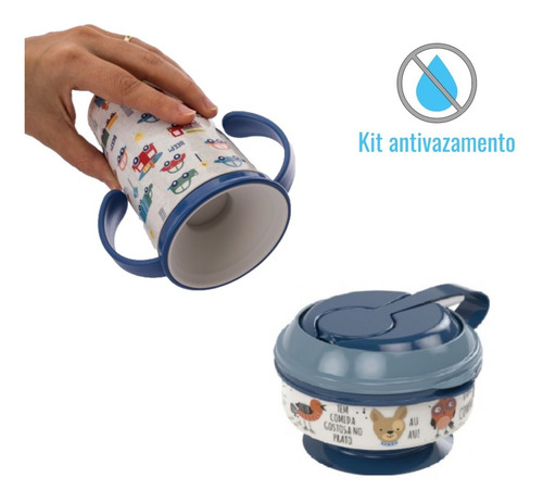 Imagem 1 de 8 de Kit Para Bebê Copo E Pote Tigela Antivazamento Não Derrama