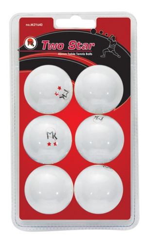 Bolas Mk Ping Pong 2 Star 40mm X 6