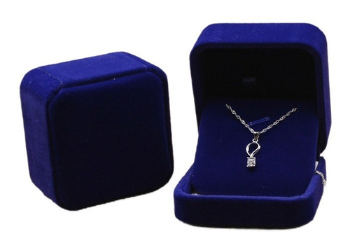 Imagen 3 de 7 de Caja De Terciopelo Anillo Aros Joyas Azul Oscuro 7x7x4cm