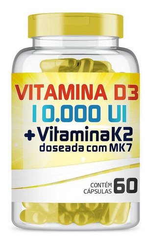 Vitamina D3 10.000ui + Vitamina K2 150mcg Com 60 Cápsulas