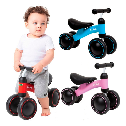 Bicicleta De Equilíbrio 4 Rodas Bebê Sem Pedal Infantil Buba