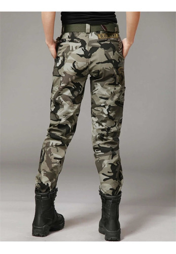 Imagen 3 de 7 de Pantalón Camuflado Gris Estilo Militar Secado Rápido