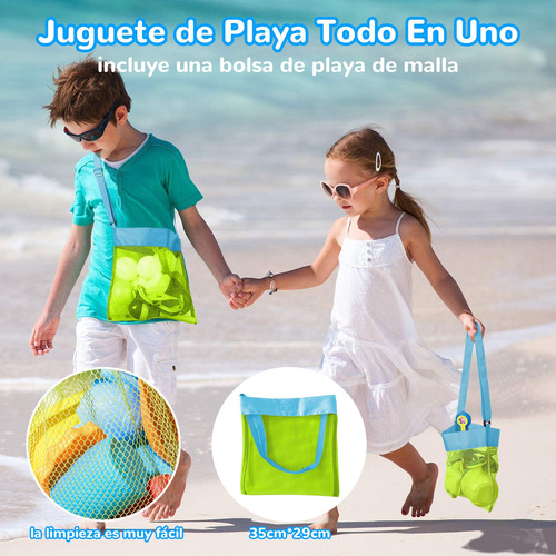 Juguetes De Playa 21 Piezas Con Bolsa De Malla Y Cubo Plegab