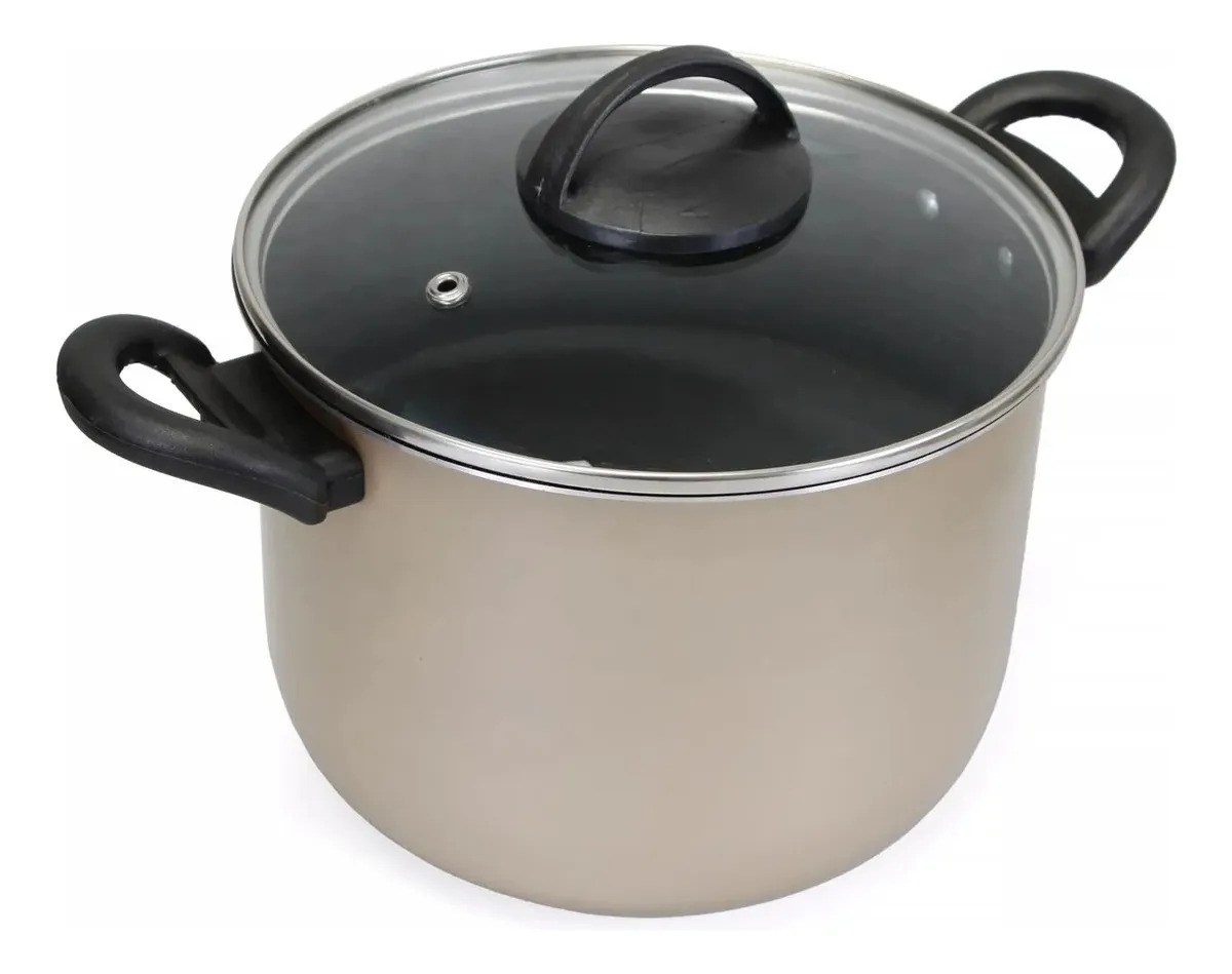 Caldeirão Panela Antiaderente Com Tampa De Vidro 4,5l N20 Creme