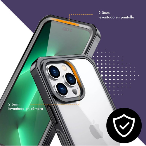 Imagen 7 de 10 de Funda Compatible iPhone 14 Pro Alto Impacto + Vidrio