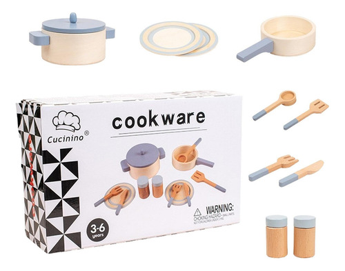 Brinquedos De Madeira Jogam Acessórios De Cozinha, 10 Peças