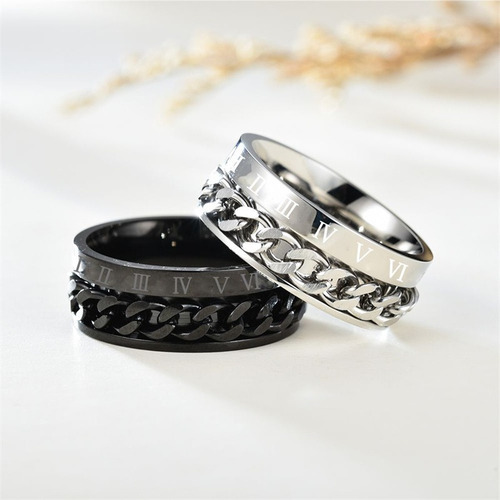 Anillo Cadena De Eslabones Giratoria En Acero Inoxidable
