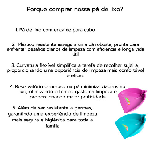 Pá De Lixo Colorida De Plástico Com Encaixe Para Cabo