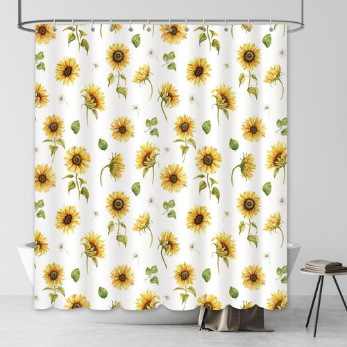 Cortina De Ducha Con Diseño De Girasol, 180 X 180 Cm,floral