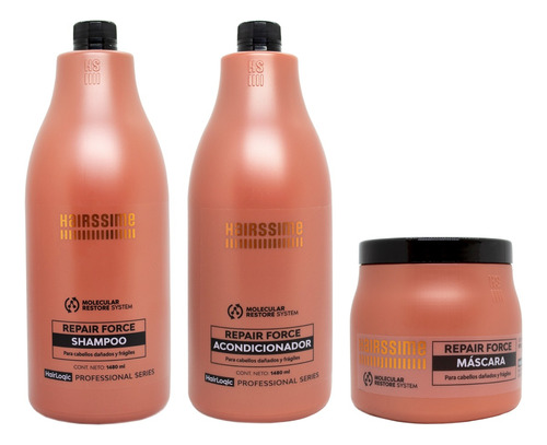 Hairssime Repair Force Shampoo Enjuague Máscara Grande 6c