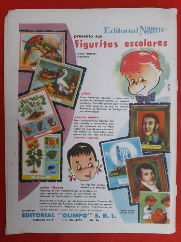 Figuritas Escolares Publicidad Antigua En Revista Billiken