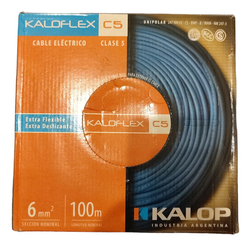 Cable Unipolar 6mm Kalop Normas Iram Cat.5 X100mts