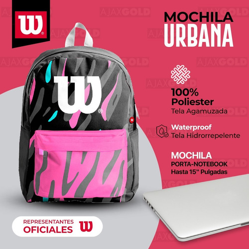 Imagen 4 de 9 de Mochila Wilson Mujer Urbana Deportes Gym Porta Notebook