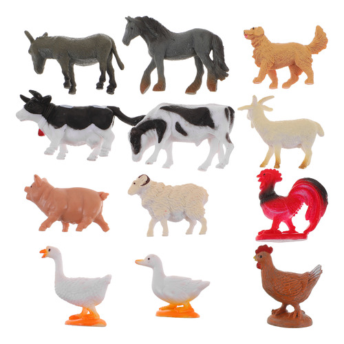 Juego De 12 Minifiguras De Animales Para Decoración De Granj