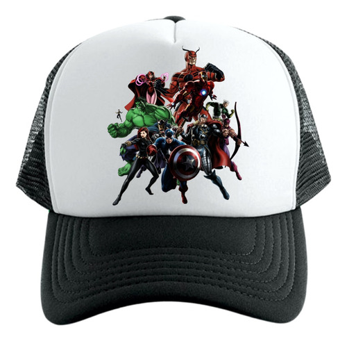 Gorra Tipo Trucker Negra Super Heroes Vengadores