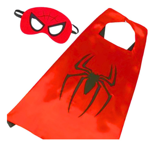 Capa +máscara Infantil Personagem Super Homem Cor Heróis Homem Aranha