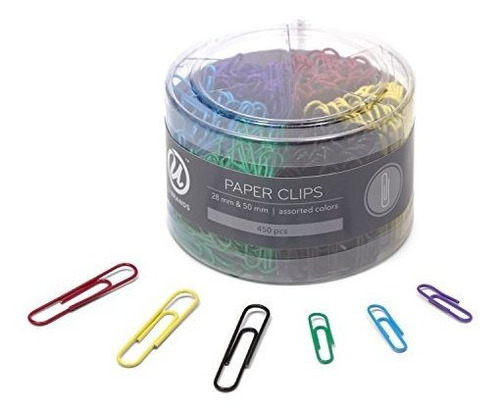 U Brands Clips De Papel, 450 Unid, Colores Surtidos