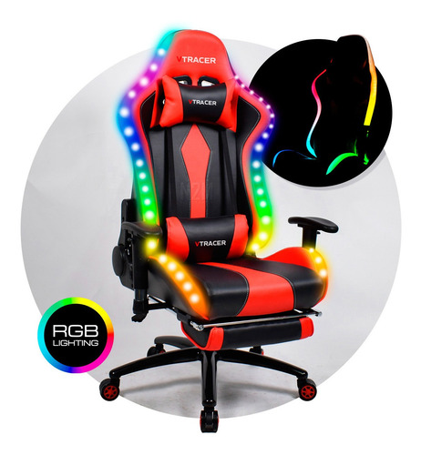 Sillon Pc Gamers Escritorio Oficina Racing Chair Led Rgb