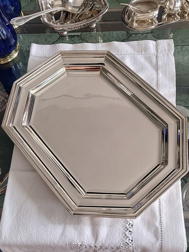 Antigua Bandeja Inglesa Art Deco. Plateada (Usado)