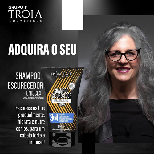 Shampoo Escurecedor 3 Em 1 - 150g Troia Hair - Nova Fórmula!