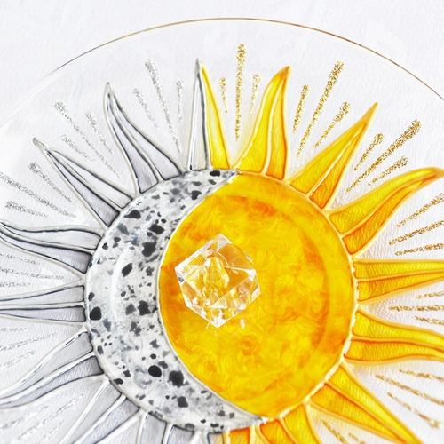 Incensário Lua E Sol / Sol E Lua Redondo Em Vidro