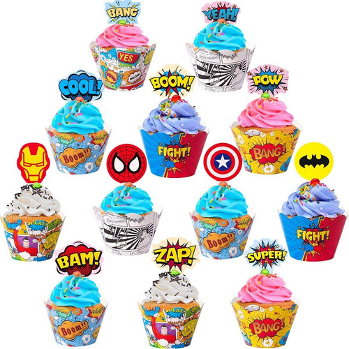Toppers Cupcakes Super Heroes Spiderman Avenger Marvel