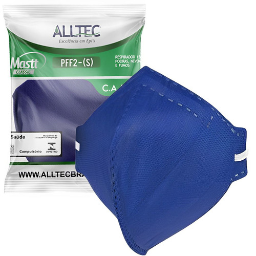 Alltec PFF2 SEM VÁLVULA (S) 1503-A Kit 200 Máscara Descartável Tripla Camada Epi Proteção Respiratória Contra Poeira Névoas E Fumos Metálicos Com Ca