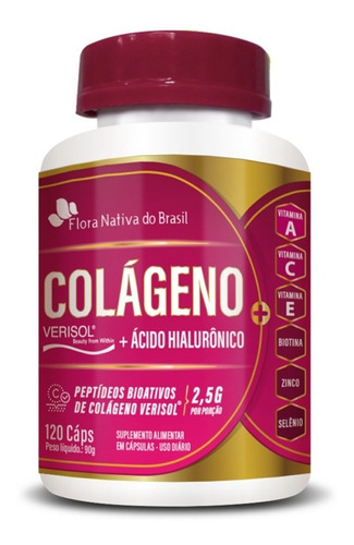 Colágeno Verisol + Ácido Hialurônico 120 Caps de 750mg Flora Nativa	