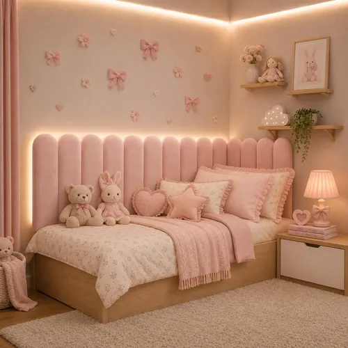 Cabeceira Modular Nuvem20x60 Kit 15 Form.l Solteiro/infantil Rosa Bebê