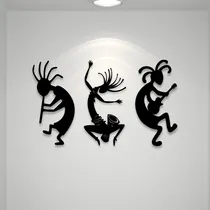Comprar Set De 3 Cuadros Figuras Tribales Musicos Madera Mdf Calada