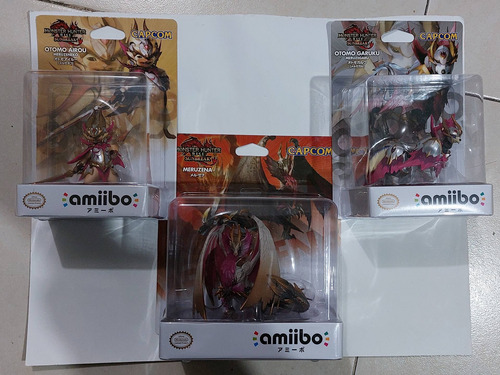 Set Amiibo Monster Hunter Meruzena, Otomoa Airou, Garuku Jap