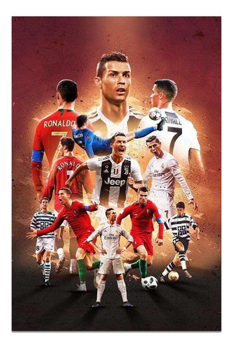 Impresión De Póster Sobre Lienzo Cr7 Cristiano Ronaldo Footb