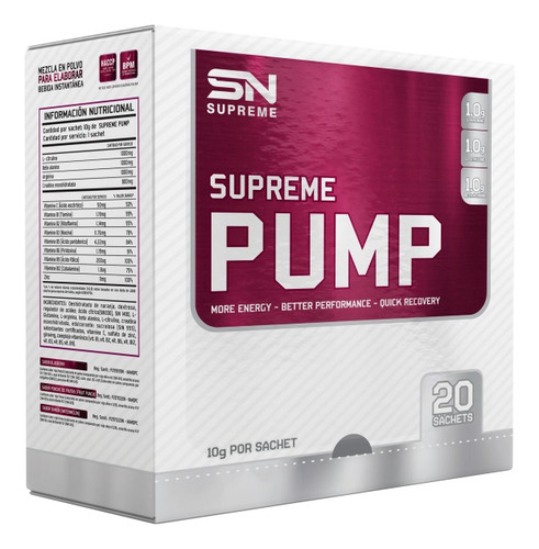Supreme Nutrition Supreme Pump Caja 20 Unid. Fruit Punch