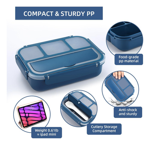 Lancheira Bento Com 4 Compartimentos, Recipiente Para Molho
