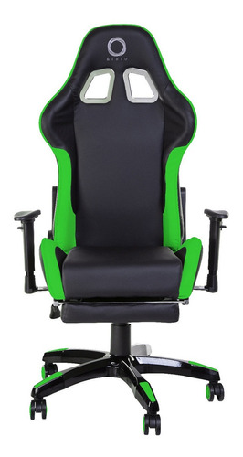 Silla de escritorio Nibio Destroyer gamer ergonómica  negra y verde con tapizado de cuero sintético