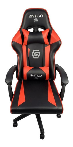 Silla de escritorio Instigo IG642 gamer ergonómica  negra y roja con tapizado de cuero sintético y poliuretano