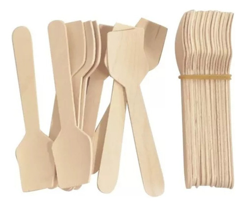 Kit 500 Pz De Cuchara Cuadrada De Madera Biodegradable