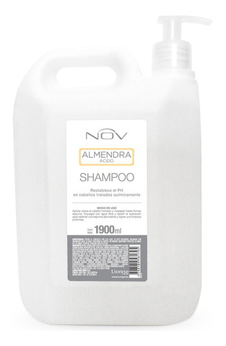 Nov Shampoo Ph Acido Almendra Cabello Procesado Bidon 1900ml