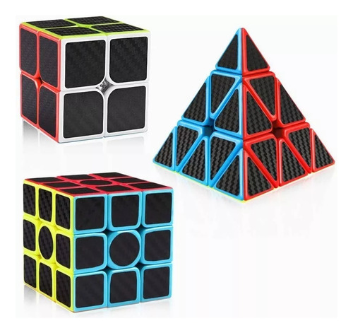 Paquete 3 Cubos 2x2 3x3 Pyramid Z Cobra Fibra Carbono