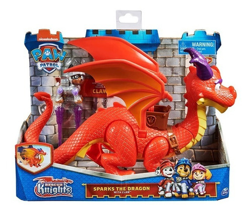 Imagen 2 de 6 de Paw Patrol Mega Dragon Sparks + Figura Claw Rescue Knights